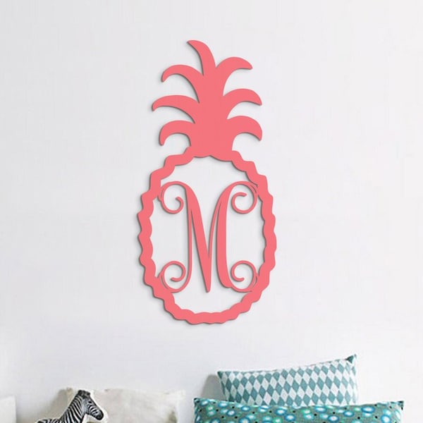 Pineapple Sign - Pineapple Monogram - Custom Wooden Initials - Door Hanger - Door Sign - Door Wreath - House Entrance Home Decor