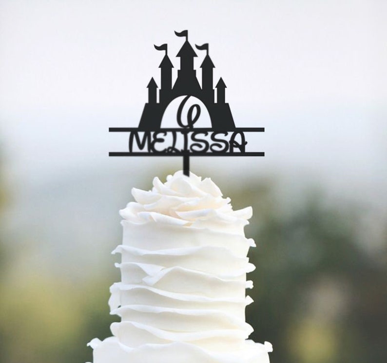 Disney Princess Castle Cake Topper With Age And Name Disney Etsy