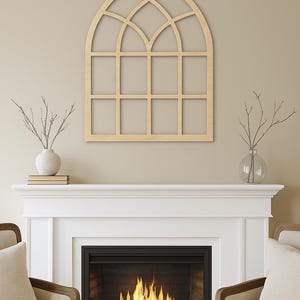 Gothic Arch Window Frame decor, Wooden arch frame, farmhouse window, cathedral windows, farmhouse decor, church window, shabby chic window