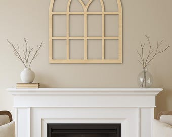 Gothic Arch Window Frame decor, Wooden arch frame, farmhouse window, cathedral windows, farmhouse decor, church window, shabby chic window