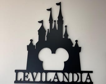 Personalized Disney Castle, Wooden Name sign, Princess Name Sign,  Nursery Decor, Wall Hanging, Disney Decor, Wall Art Princess Art