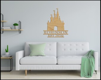 Family Name Established Sign, Disney Castle Sign, Custom Wood Sign, Wedding Sign, Personalized Wedding Gift, Last Name Sign