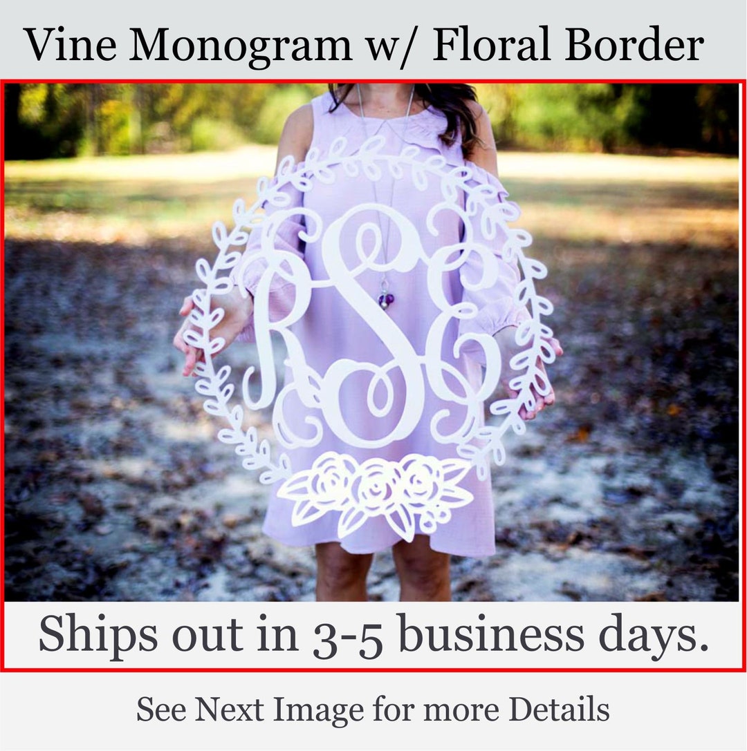 PAINTED Monogram - Wooden Initials - Vine Script Monogram - Monogram ...