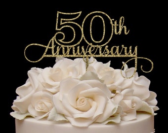 50th Anniversary Cake Topper Decor - Wood Cake Topped - Acrylic Cake Topper - Anniversary Cake 20th 30th any number - Party Decor Table