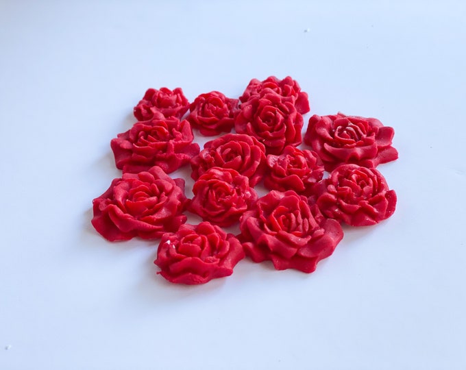 12 Fondant Red Roses/cake Toppers Etsy