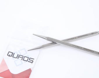 ChiaoGoo QUADS utbytbara stickspetsar 10 cm 13 cm | Fyrkantiga stickor i rostfritt stål | Ergonomiska spetsar