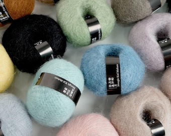 Mongle Kid Mohair Yarn by Ancalls, Korean Lace Weight, 25g