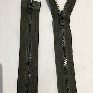 Khaki Or Black  Chunky 29 inch Open Zip.