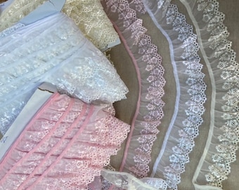 Embroidered Organza Frilled Lace Trim.