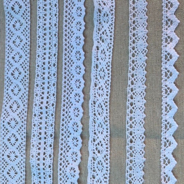 White Cotton lace trim  7x1 meters in a bundle