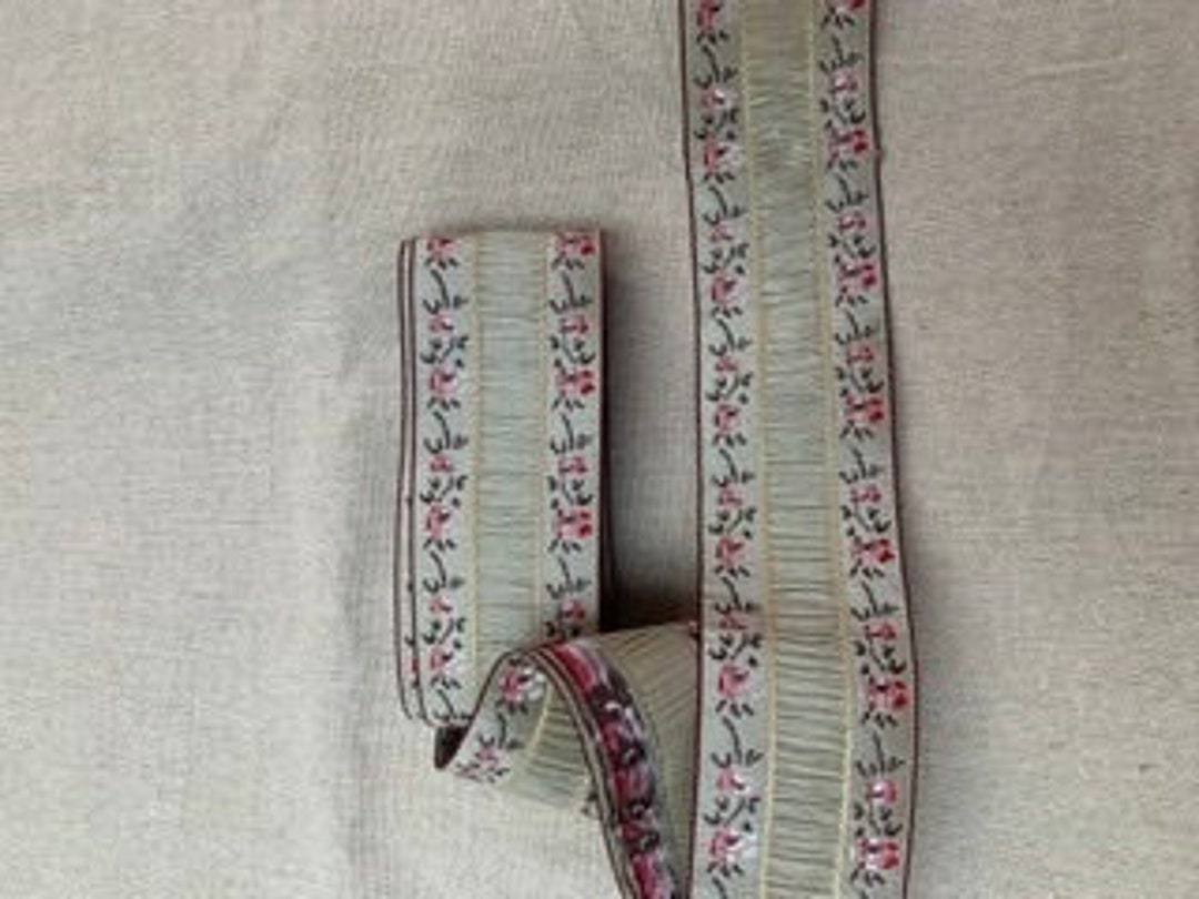 2 Inch Wide Gold Ribbon/braid With Little Rose Bud Imprinting ...