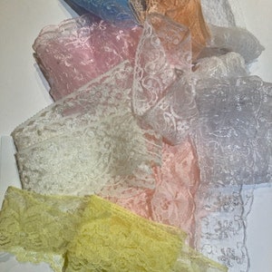 10 x 1 Meter Pretty Organza And Lace Bundle . Pastel Colours Lovely Quality