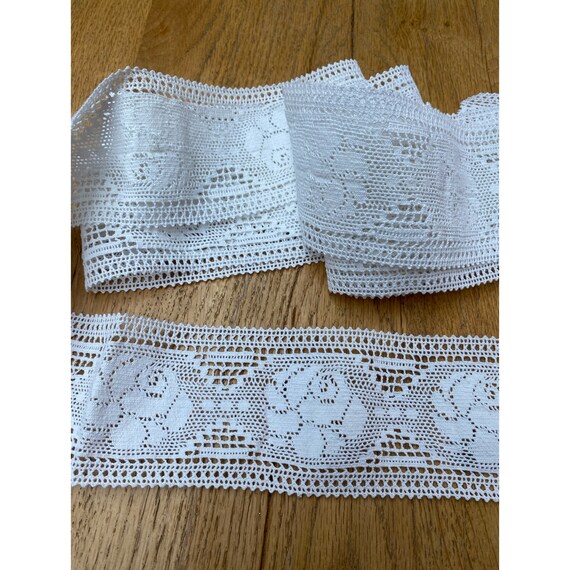 3 inch wide white cotton lace trim .Beautiful Quality
