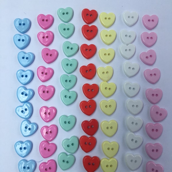 Heart Buttons Assorted Colours