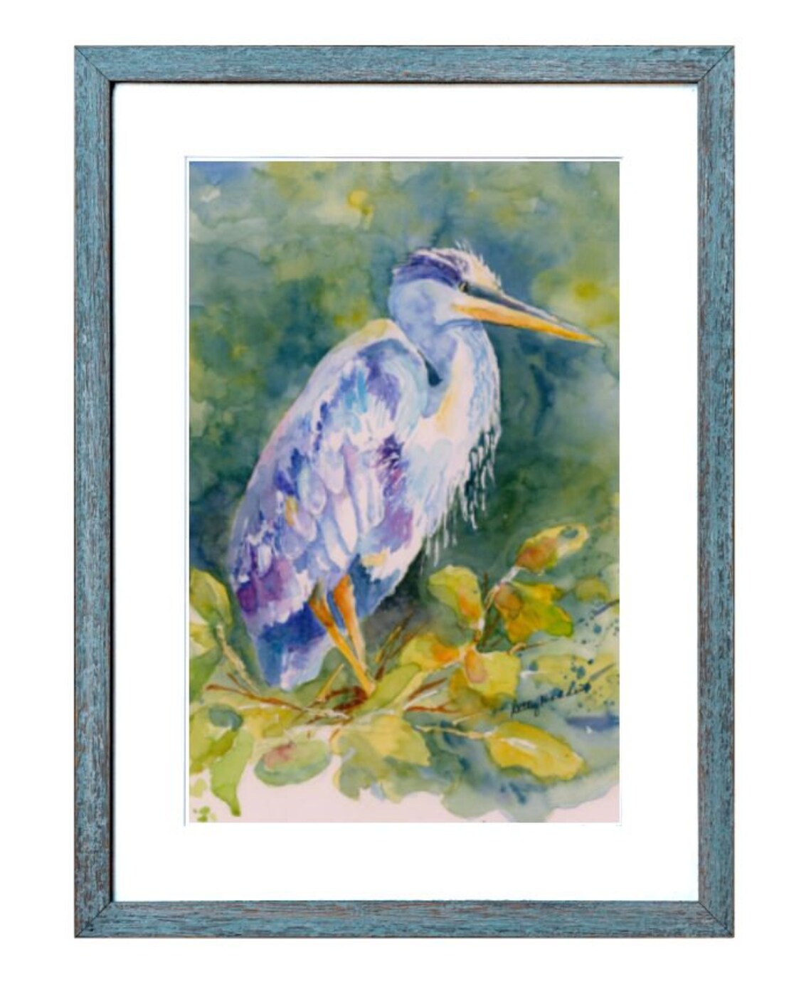 Blue Heron PRINT of original watercolor unframed 3 sizes | Etsy