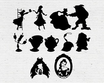 Download Belle in Beauty and the Beast Disney Silhouette SVG and ...