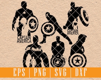 Captain America Silhouette | Printables Vinyl Decals T-shirt | Superheroes SVG EPS PNG