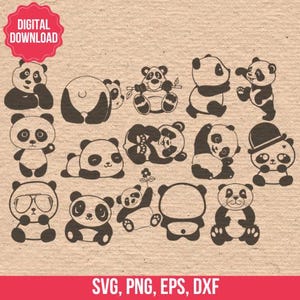 Silueta de panda: imágenes prediseñadas SVG, EPS y PNG para scrapbooking (descarga digital)