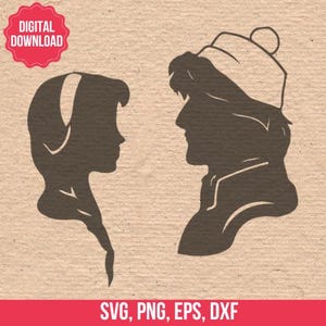 Anna and Kristoff Frozen Clipart in SVG EPS PNG for Silhouette Studio & Cricut Instant Download