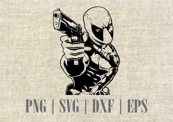 Download Deadpool Silhouette SVG and DXF Cut Files Ideal for T-shirt | Etsy