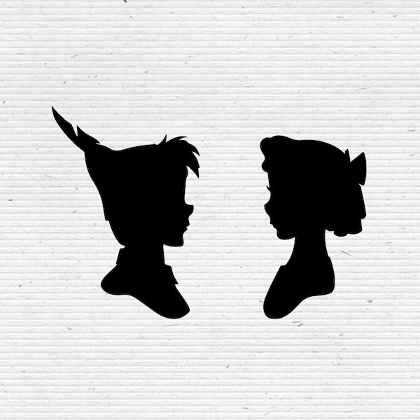 Peter Pan and Wendy Silhouette | SVG EPS PNG | Digital Clipart, Editable Vector, Ideal for Scrapbooking and Cardmaking