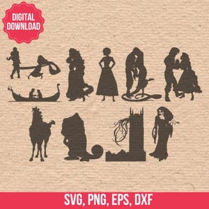 Rapunzel Silhouette SVG Cut File: Tangled Clipart (Digital Download)