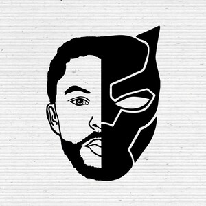 Black Panther T'Challa gezicht silhouet digitale clipart, afdrukbaar, gesneden SVG-bestand, bewerkbare vector