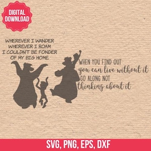 Vettori e file di taglio di citazioni del libro della giungla in EPS SVG PNG per Silhouette Studio e Cricut Download immediato