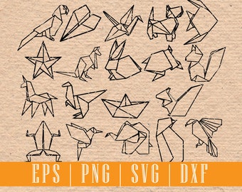 Clipart vettoriali origami in SVG EPS PNG per Silhouette Studio e Cricut Download immediato