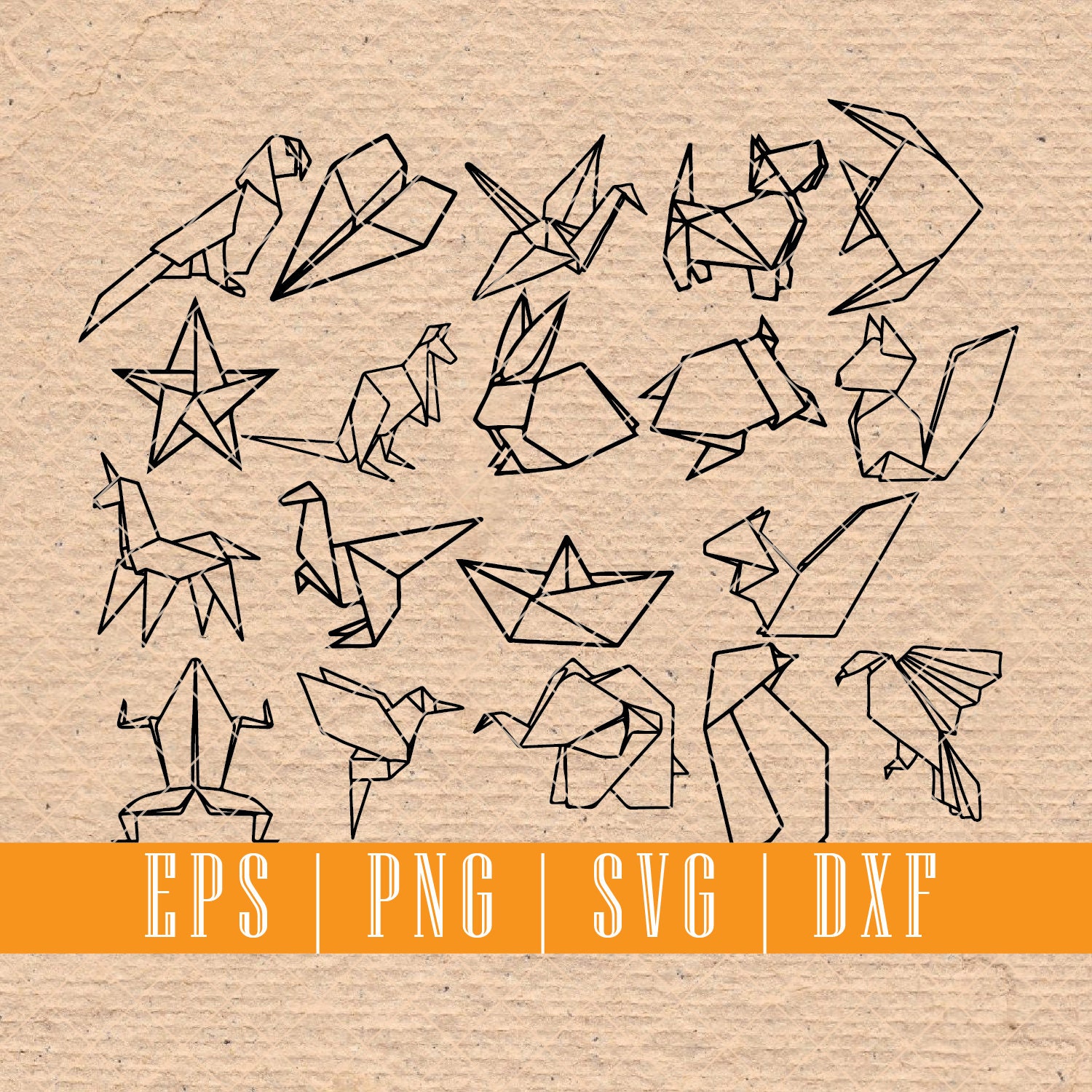 Orgami Vector Origami Vector Cliparts in SVG EPS PNG for Silhouette Studio & Cricut ...