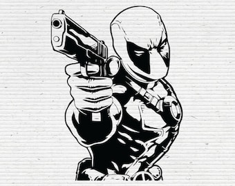 Silueta de Deadpool Clipart en formato EPS SVG PNG para Silhouette Studio y Cricut Descarga instantánea