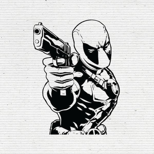 Deadpool Silhouette | Marvel Cliparts | EPS SVG PNG | T-shirt Print and Wall Decals