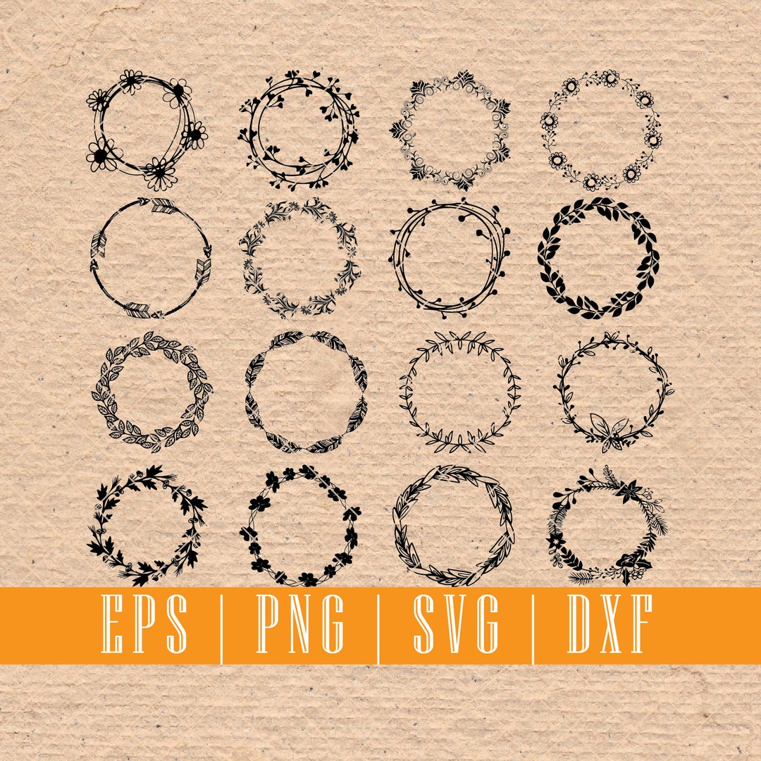 Round Frames Wreath SVG EPS PNG Ideal for Bullet Journaling