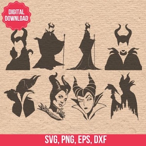 Maleficent Silhouette Cliparts in SVG, EPS and DXF for Silhouette Studio & Cricut Instant Download