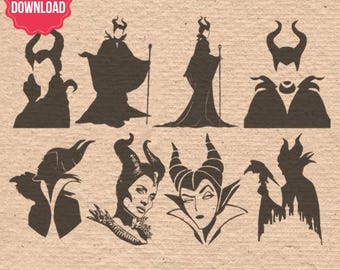 Maleficent Silhouette Cliparts in SVG, EPS and DXF for Silhouette Studio & Cricut Instant Download