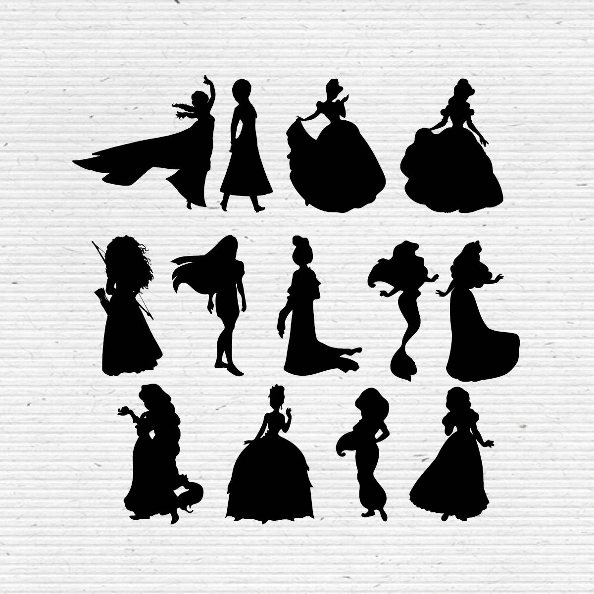 Download Disney Princesses Silhouette SVG Cut File Digital Clipart ...