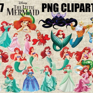 A Pequena Sereia, Ariel 37 Imagens em 300 PPI PNG Fundo Transparente, Gráficos Digitais Imprimíveis