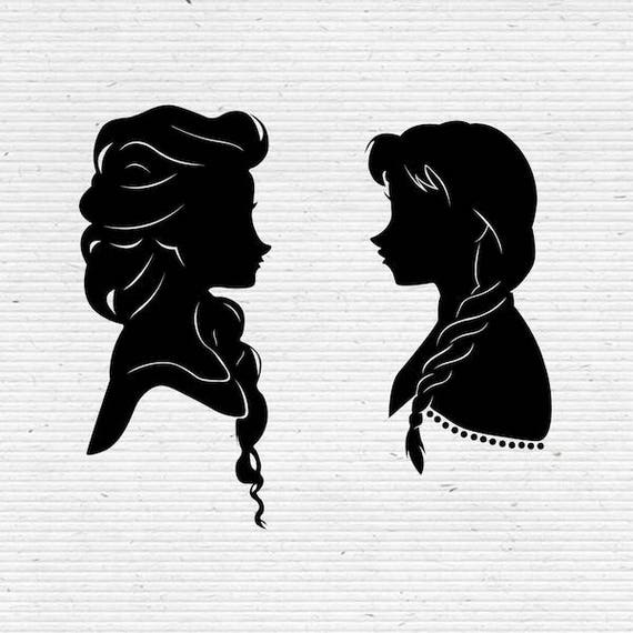 Download Frozen Sisters Elsa and Anna Disney Silhouette SVG Cut File | Etsy
