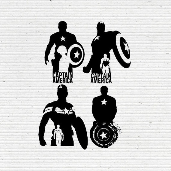 Download Captain America Silhouettes Bundle SVG Cut File available in | Etsy