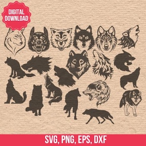 Wolves Silhouette Cliparts SVG EPS PNG for Silhouette Studio & Cricut Instant Download | Ideal for Scrapbooking and Cardmaking