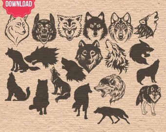 Wolves Silhouette Cliparts SVG EPS PNG for Silhouette Studio & Cricut Instant Download | Ideal for Scrapbooking and Cardmaking