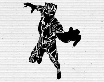 Black Panther Silhouette Digital Clipart, Printable, SVG Cut File, Editable Vector