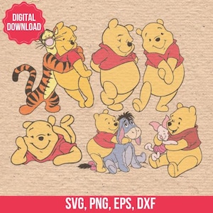 Winnie and Friends Digital Cliparts in EPS PNG SVG for Silhouette Studio & Cricut Instant Download