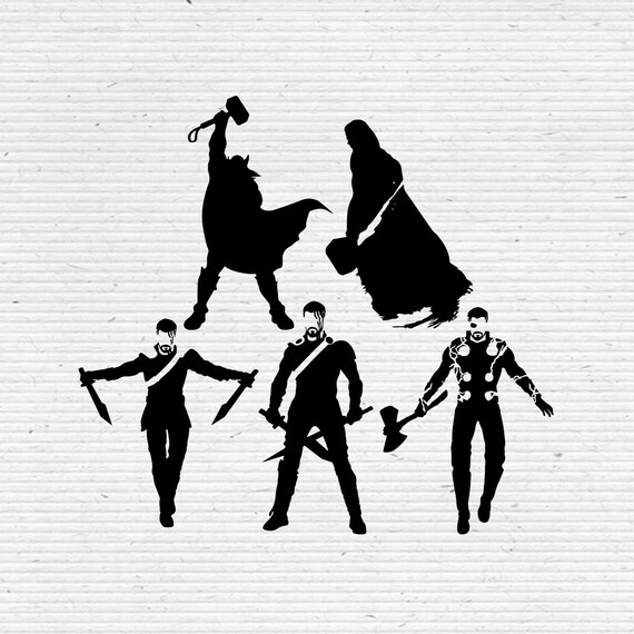 Thor Silhouette Superheroes Cliparts Eps Svg Png T Shirt Etsy