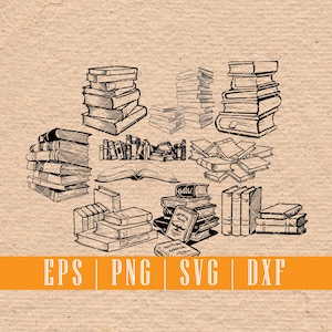 Handgetekende boeken Graphics SVG EPS PNG Ideaal voor scrapbooking en kaarten maken | Silhouette Studio en Cricut direct downloaden
