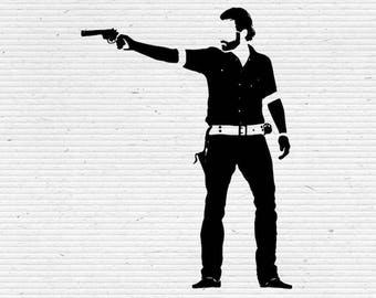Rick Grimes The Walking Dead Silhouette SVG Cutting File, Printable, T-shirt Design, Scrapbooking Clipart
