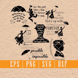 Citaten van Mary Poppins | Inspirerende citaten | Citaten afdrukbaar in EPS SVG DXF voor Silhouette Studio en Cricut direct downloaden