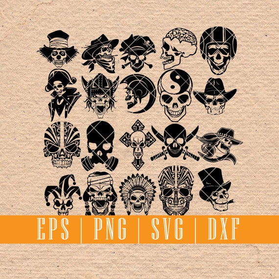 Skull Silhouette Clipart: Skeleton Graphics for T-shirts (EPS SVG DXF)