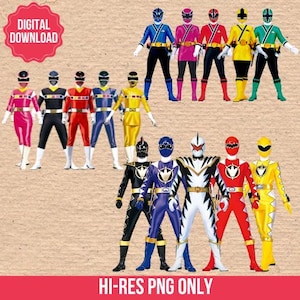 Power Rangers Samurai, Dino Thunder und Space hochauflösende Bilder in PNG transparentem Hintergrund, druckbare digitale Grafiken [dies ist nicht SVG]