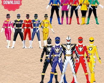 パワーレンジャー PNG クリップアート: サムライ、ダイノサンダー、スペース (デジタルダウンロード)